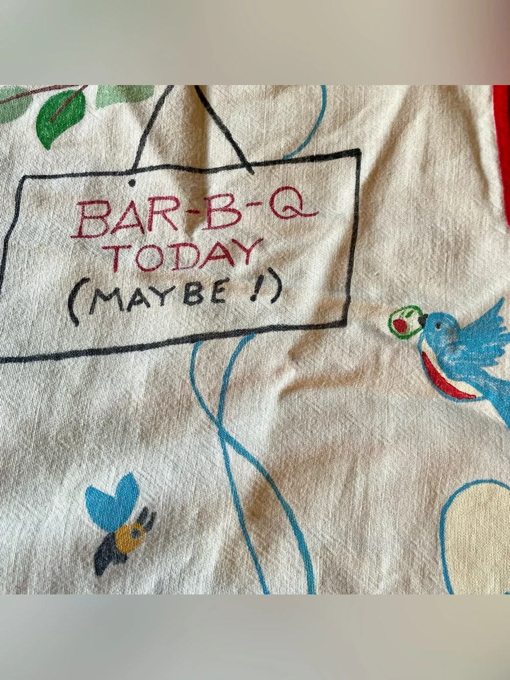 Vintage BBQ Full Apron Color Transferware Barbecue Chef Animals Papa Geno 50’s